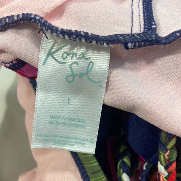 Kona Sol Women's Multicolored Floral One Piece Swimsuit Sz L - Picture 6 of 7